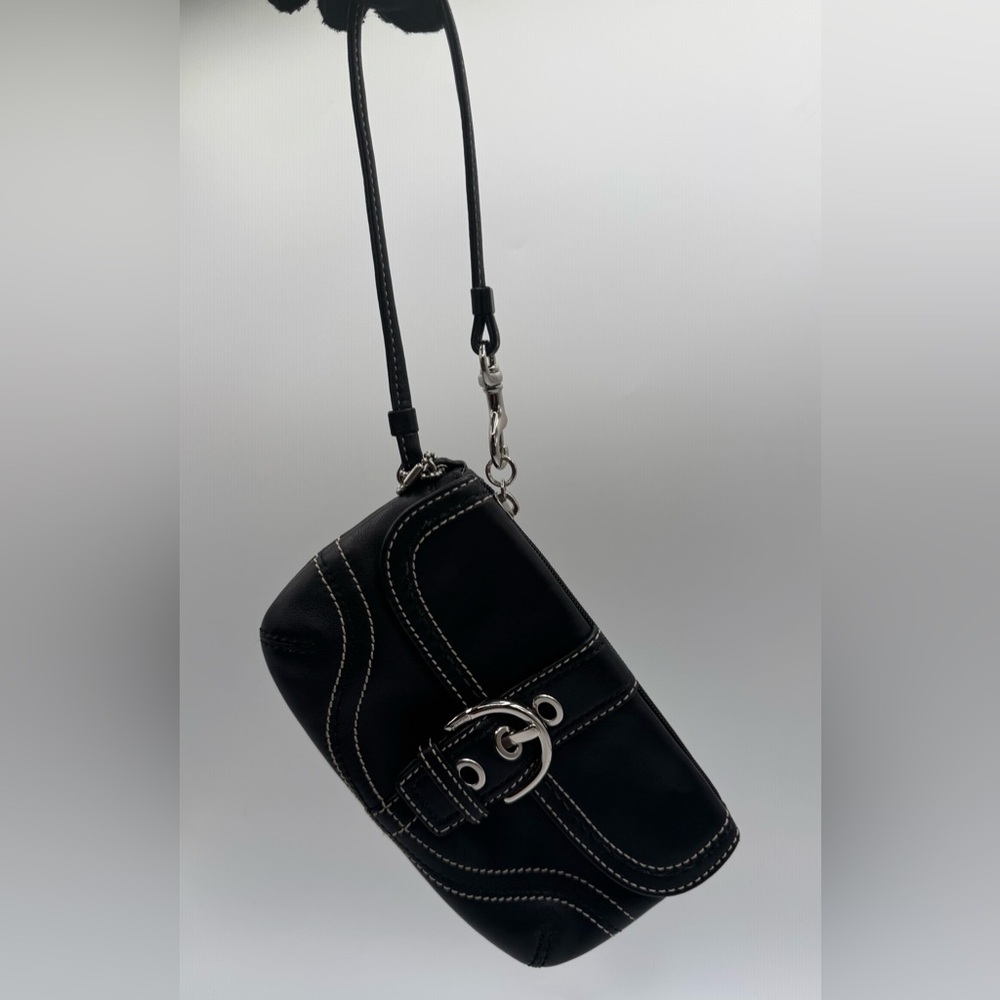 Coach Black SOHO Leather Wristlet with Buckle Detail | Very Good Condition - Picture 5 of 11